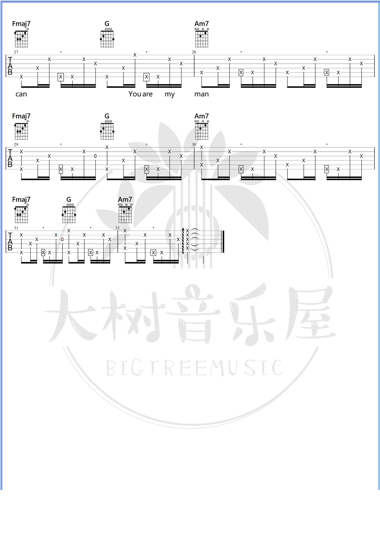 MyCookieCan吉他谱,原版卫兰歌曲,简单C调弹唱教学,大树音乐屋版六线指弹简谱图