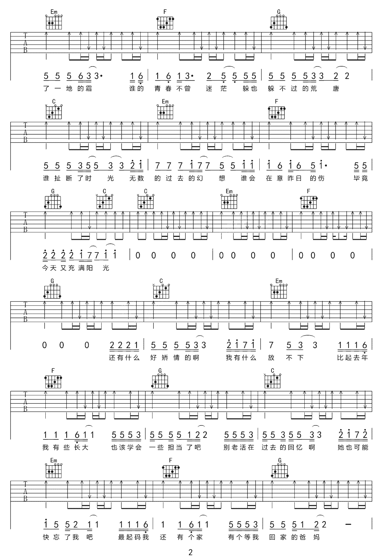 过期的青春吉他谱,原版解忧邵帅歌曲,简单E调弹唱教学,网络转载版六线指弹简谱图