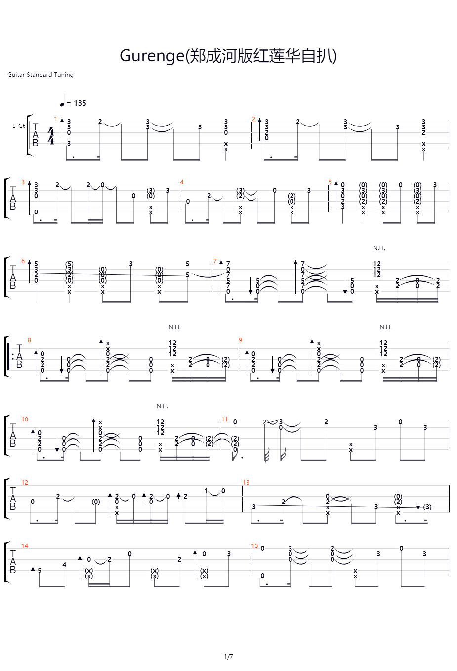 Gurenge吉他谱,原版AmeliaKhor歌曲,简单指弹_弹唱教学,红莲华版六线指弹简谱图