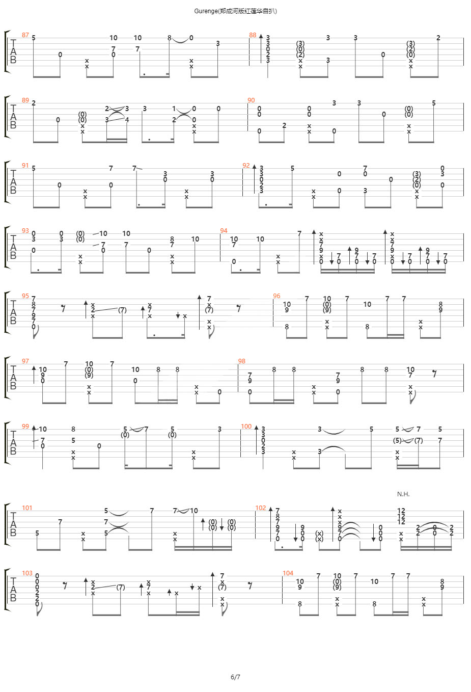 Gurenge吉他谱,原版AmeliaKhor歌曲,简单指弹_弹唱教学,红莲华版六线指弹简谱图