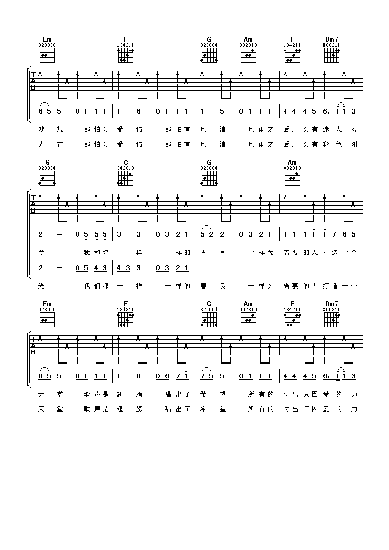 和你一样吉他谱,原版李宇春歌曲,简单C调弹唱教学,阿潘音乐工场版六线指弹简谱图
