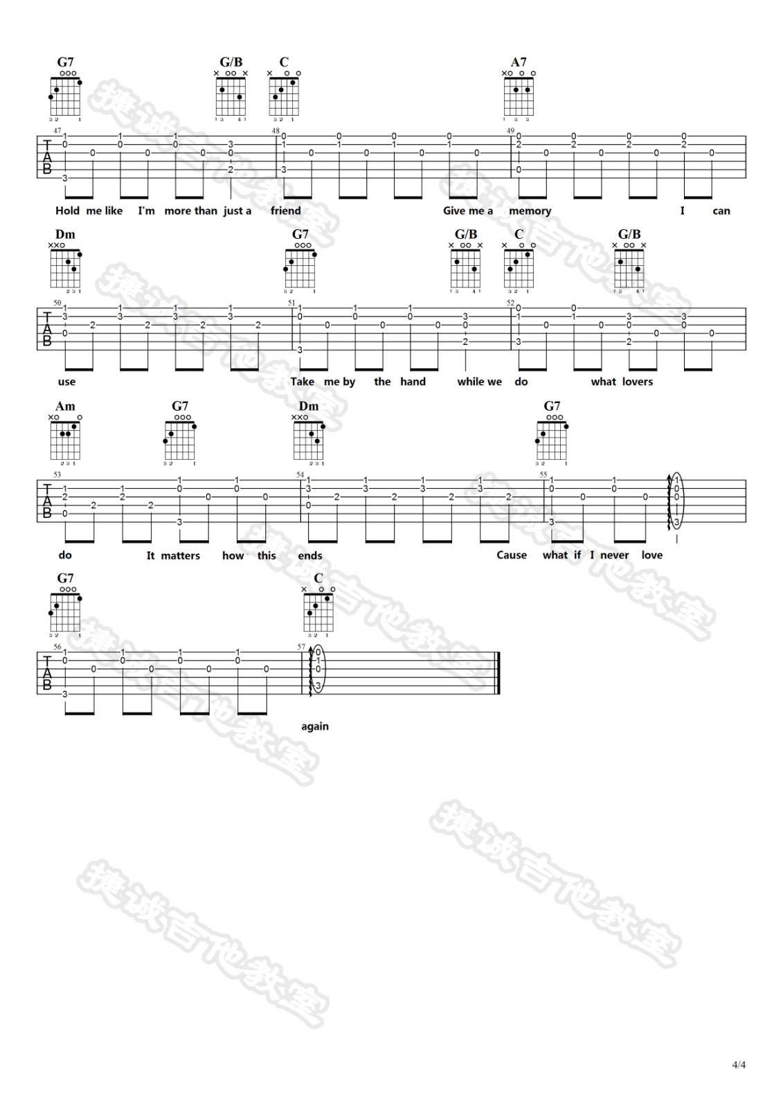 AllIAsk吉他谱,原版Adele歌曲,简单C调弹唱教学,捷城吉他教室版六线指弹简谱图