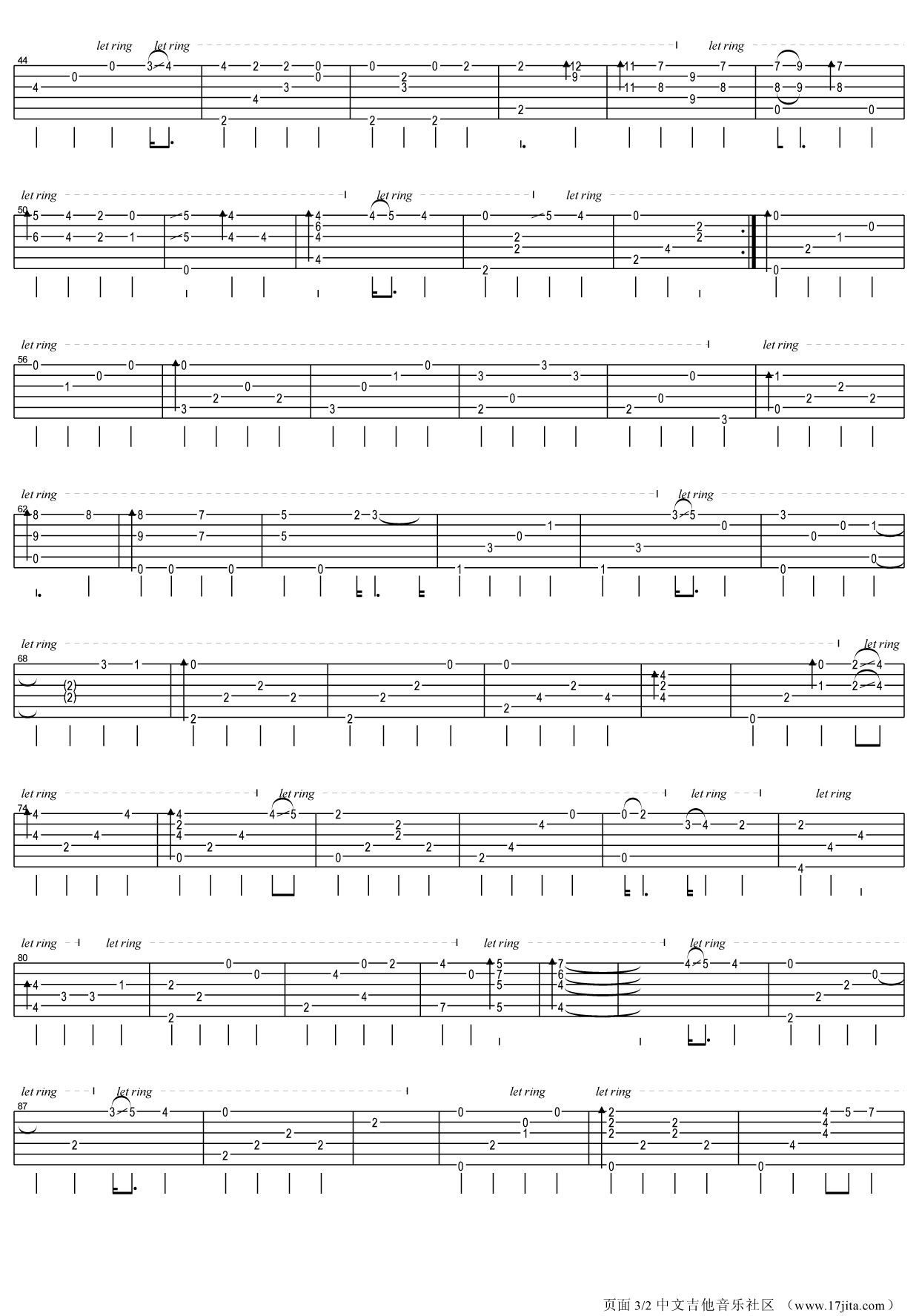 家路指弹吉他谱,原版路家敏歌曲,简单吉他弹唱教学,17吉他版六线指弹简谱图