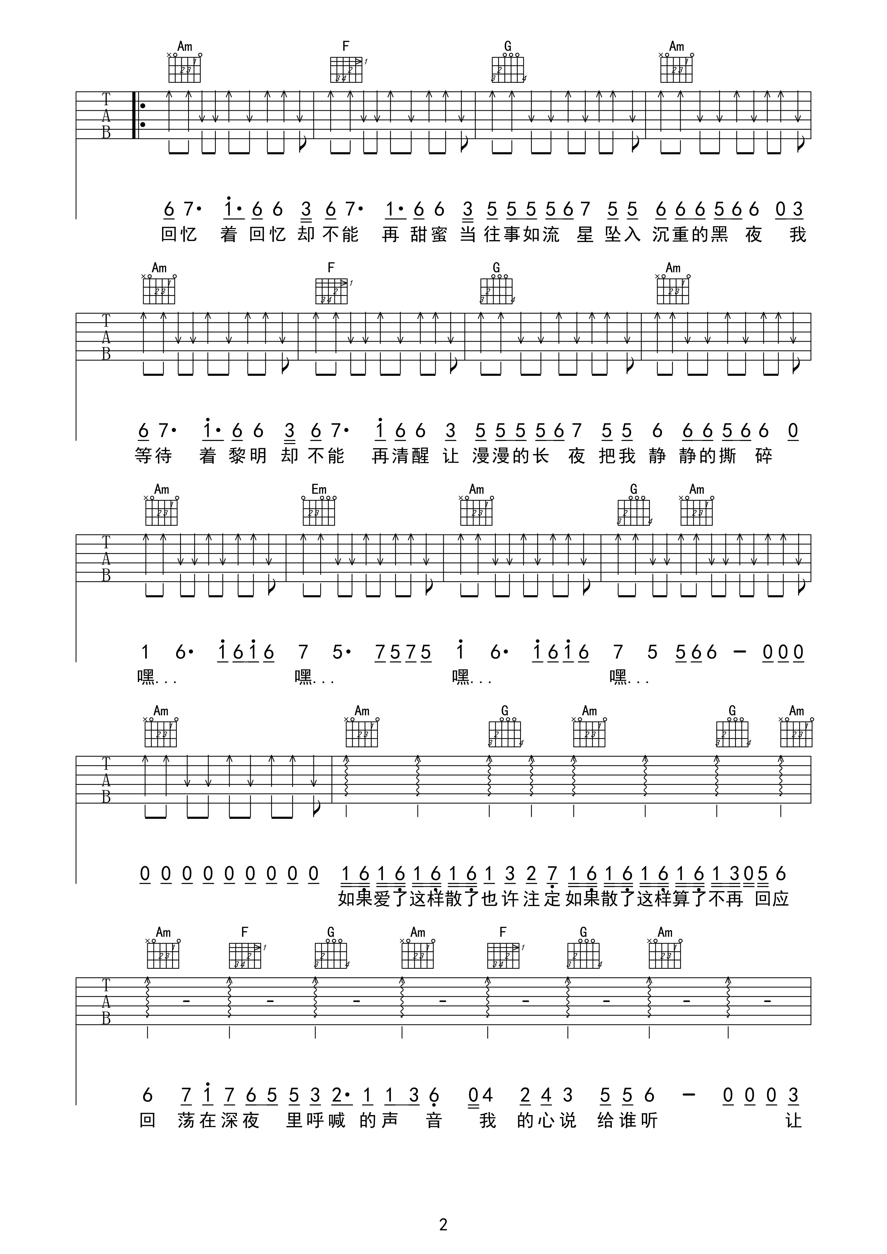 夜未眠吉他谱,原版郑智化歌曲,简单E调弹唱教学,吉他三脚猫版六线指弹简谱图