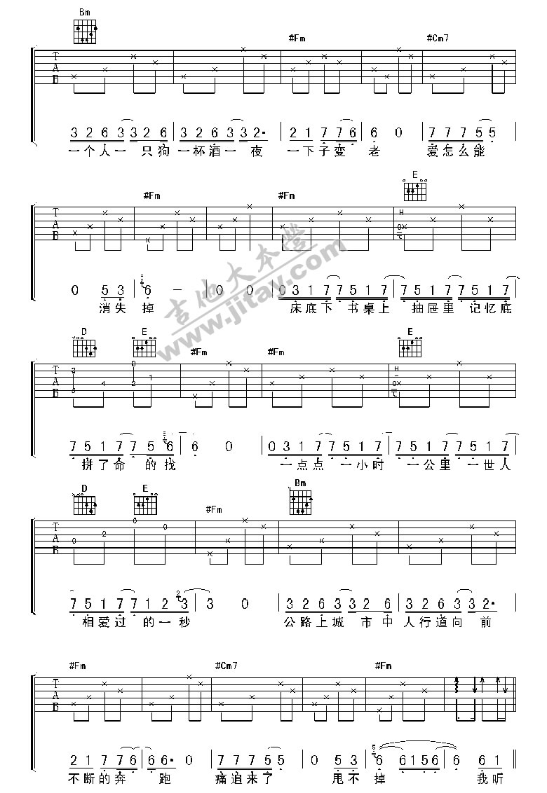 海浪吉他谱,原版黄品源歌曲,简单G调弹唱教学,吉他大本营版六线指弹简谱图