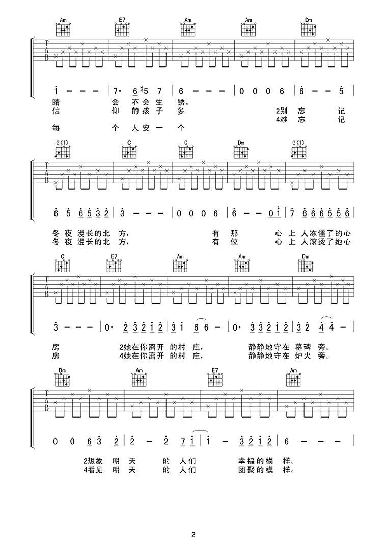 周深《悬崖之上》吉他,火星电台歌曲,C调简单指弹教学简谱,阿飞六线谱图片