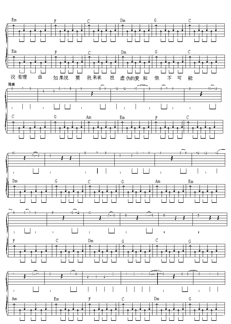 孤独吉他谱,原版宾阳乐队歌曲,简单C调弹唱教学,魏昕吉他版六线指弹简谱图