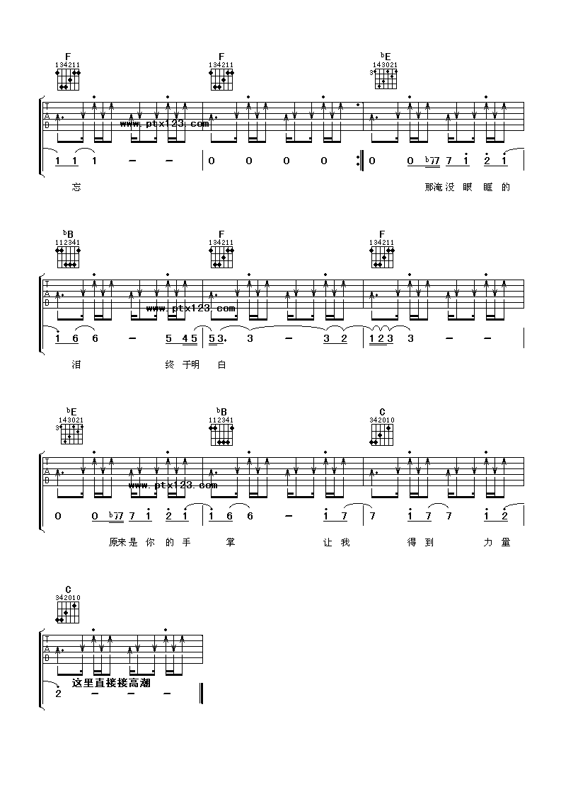 离开悲伤吉他谱,原版范逸臣歌曲,简单F调弹唱教学,阿潘音乐工场版六线指弹简谱图