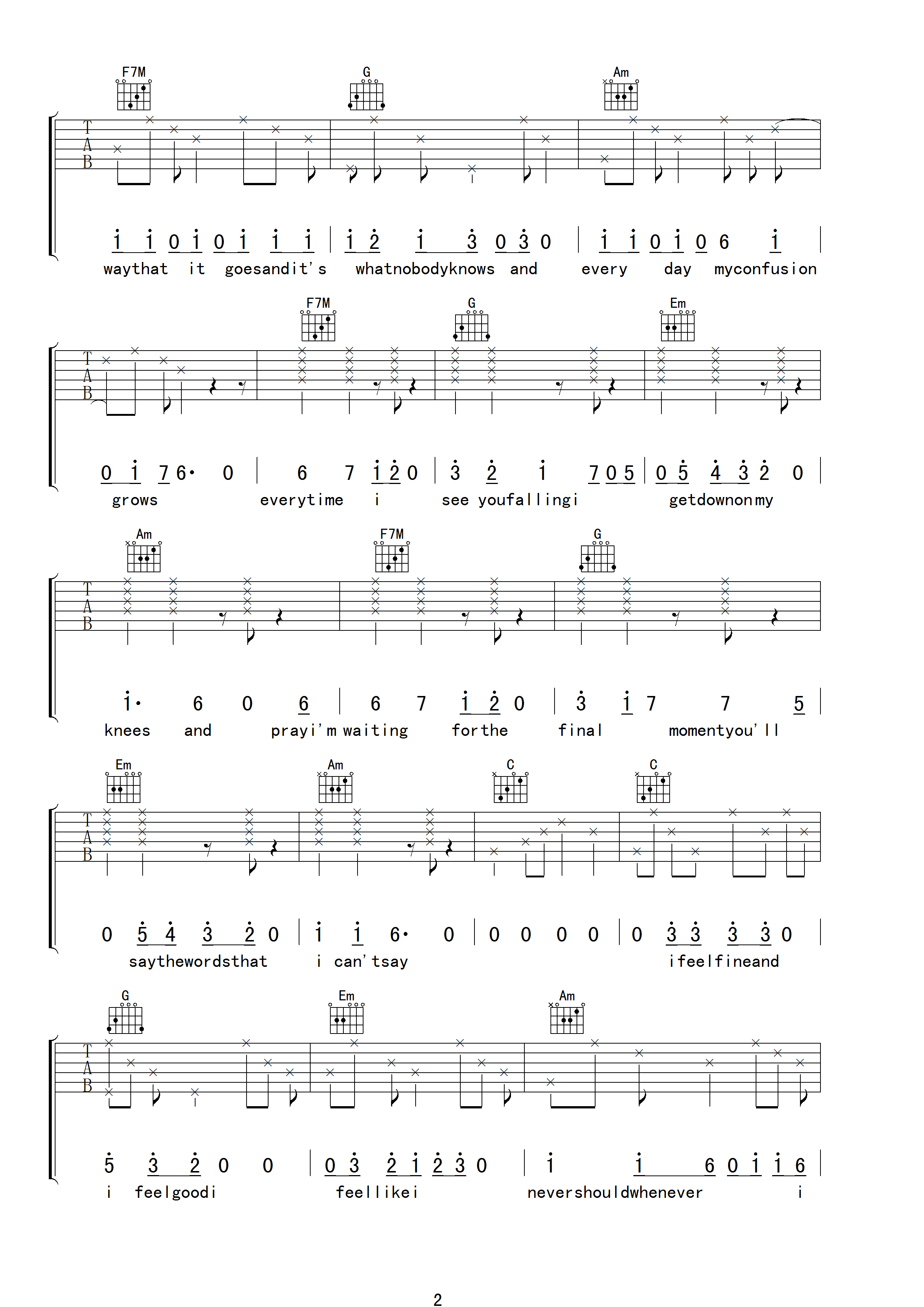 BizarreLoveTriangle吉他谱,原版NewOrder歌曲,简单C调弹唱教学,小叶歌吉他版六线指弹简谱图