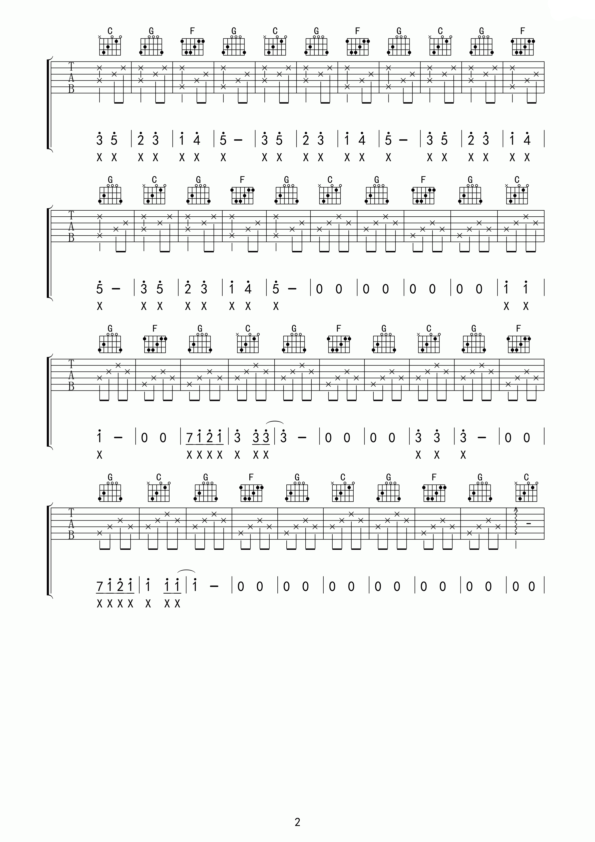 雨パラ指弹谱C调吉他谱,原版Tenniscoats歌曲,简单吉他弹唱教学,鸢尾花的指环版六线指弹简谱图