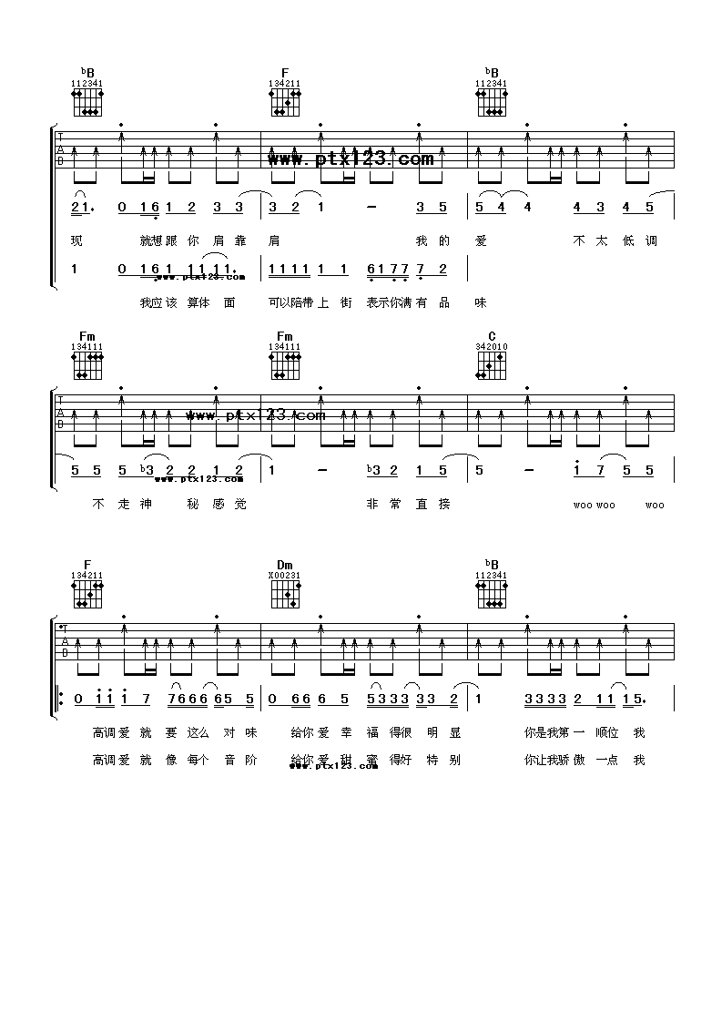 高调爱吉他谱,原版罗志祥歌曲,简单F调弹唱教学,阿潘音乐工场版六线指弹简谱图