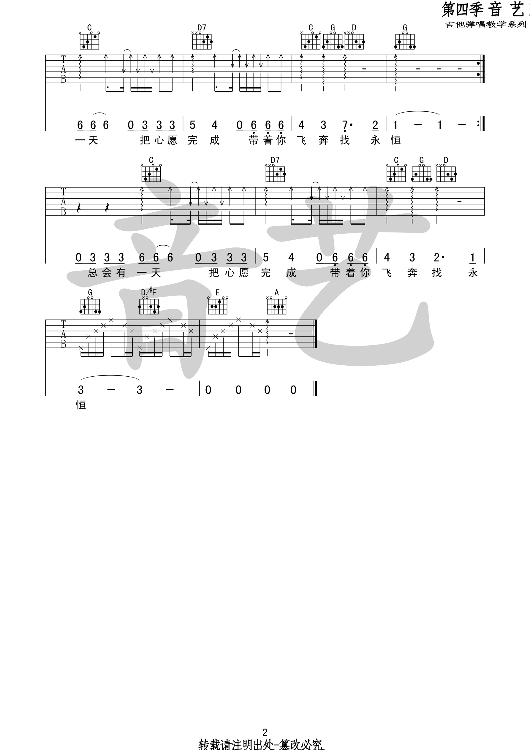 夜半歌声吉他谱,原版张国荣歌曲,简单F调弹唱教学,音艺吉他版六线指弹简谱图