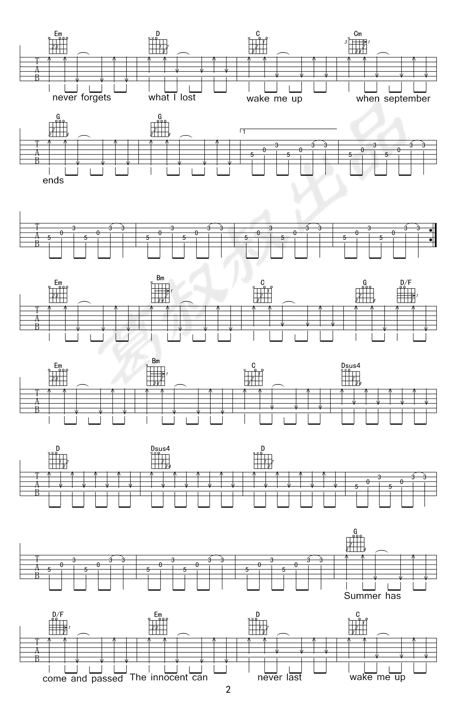 Wakemeupwhenseptemberends吉他谱,原版GreenDay歌曲,简单G调弹唱教学,葛叔叔版六线指弹简谱图