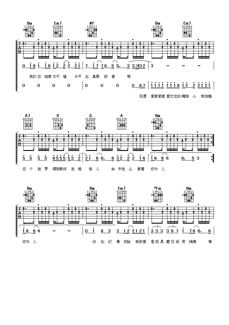 酷爱吉他谱,原版张敬轩歌曲,简单D调弹唱教学,阿潘音乐工场版六线指弹简谱图