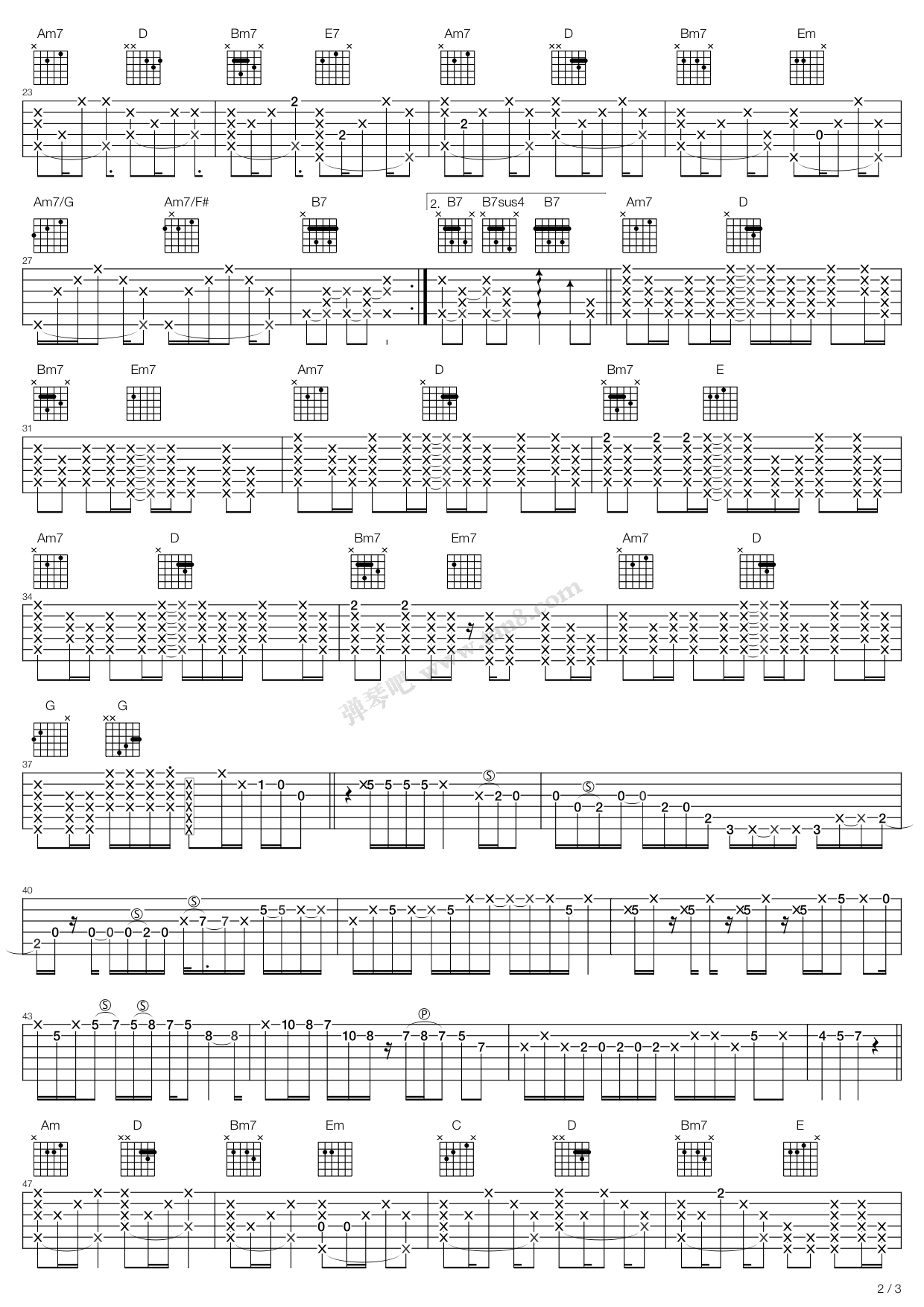 风向仪吉他谱,原版depapepe歌曲,简单C调弹唱教学,弹琴吧版六线指弹简谱图