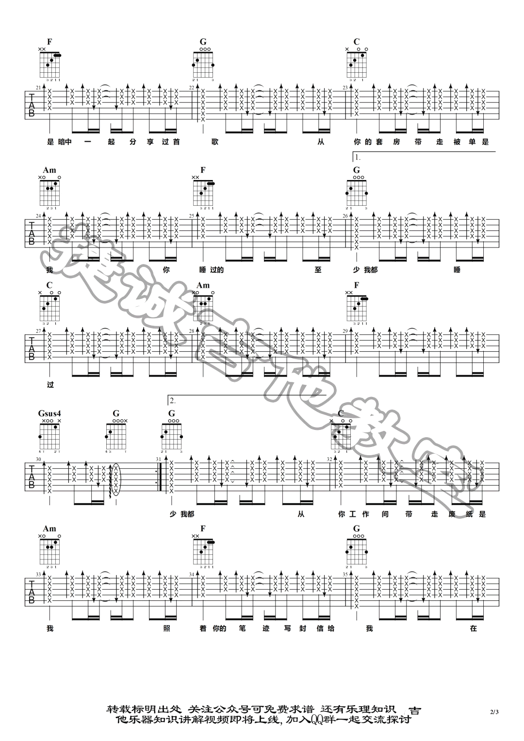 防不胜防吉他谱,黄伟文张继歌曲,简单指弹教学简谱,捷诚吉他教室六线谱图片