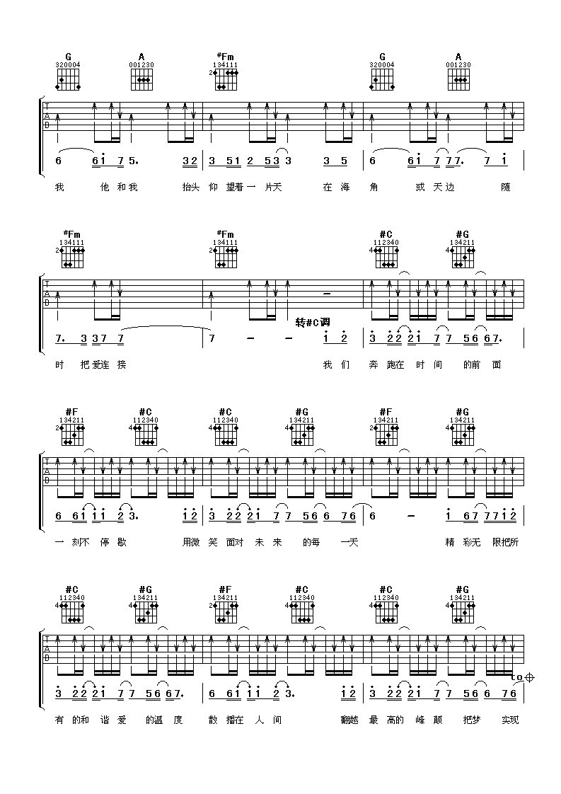 天使在人间吉他谱,原版羽泉歌曲,简单C调弹唱教学,阿潘音乐工场版六线指弹简谱图