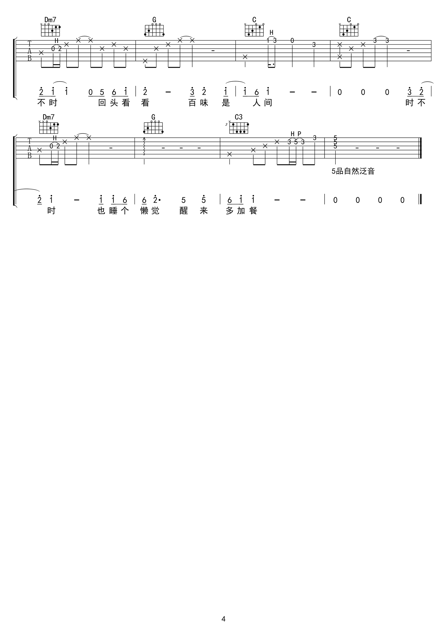 人间不值得吉他谱,黄诗扶迟意歌曲,简单指弹教学简谱,吴先生六线谱图片