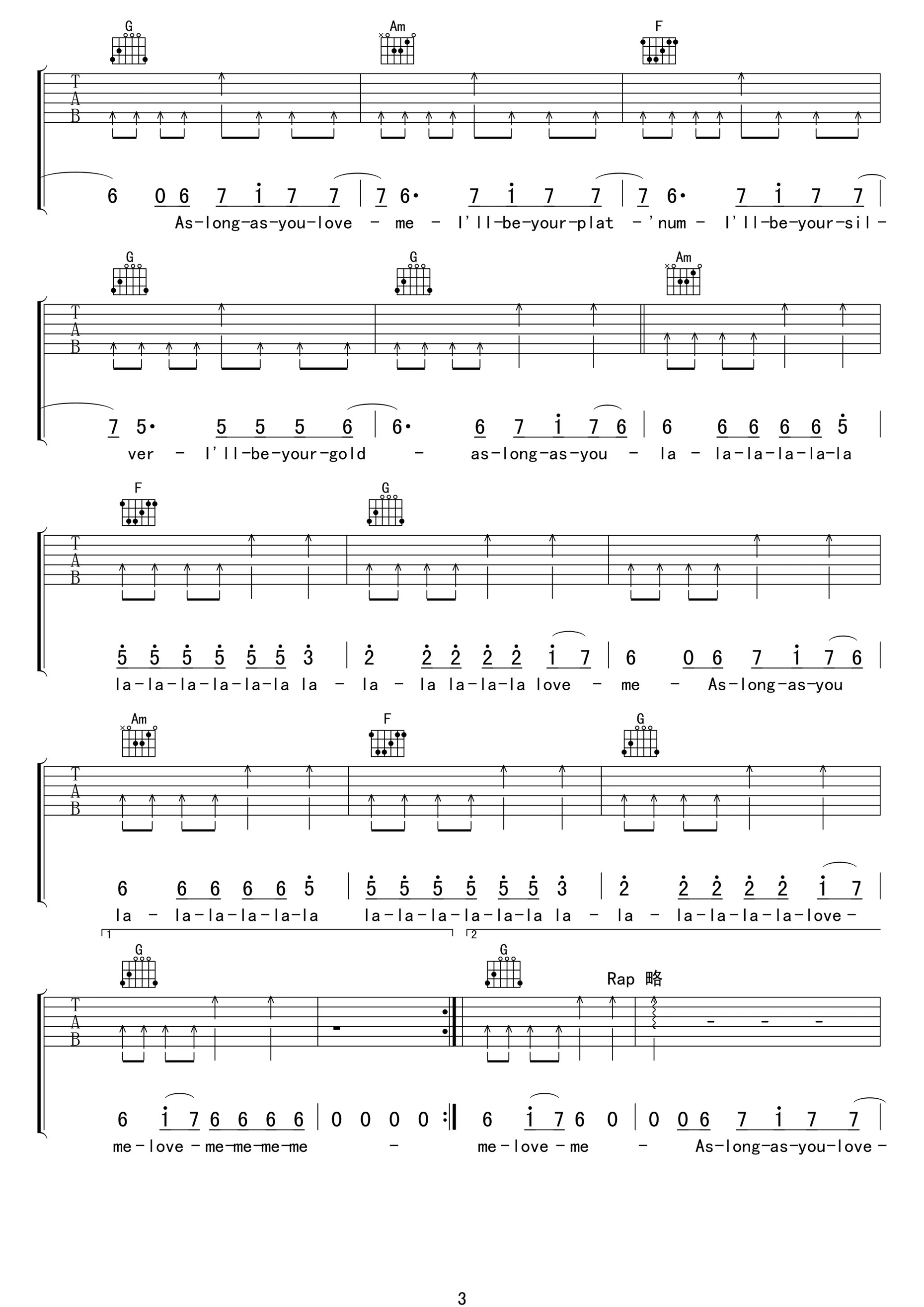 AsLongAsYouLoveMeE调_MU+编配吉他谱,原版justinbieber歌曲,简单吉他弹唱教学,MU+版六线指弹简谱图