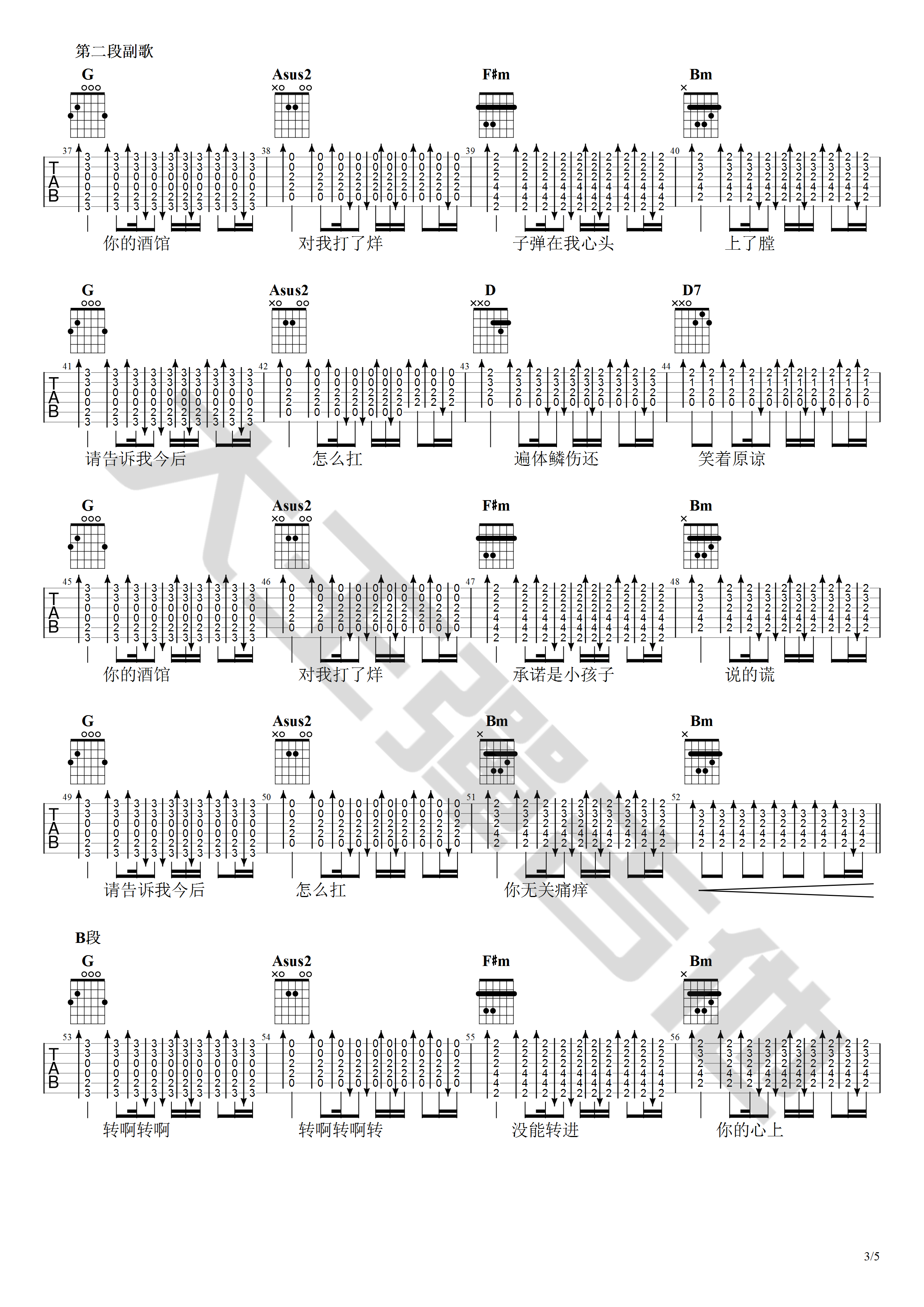 你的酒馆对我打了烊吉他谱,原版陈雪凝歌曲,简单D调弹唱教学,大王弹吉他版六线指弹简谱图