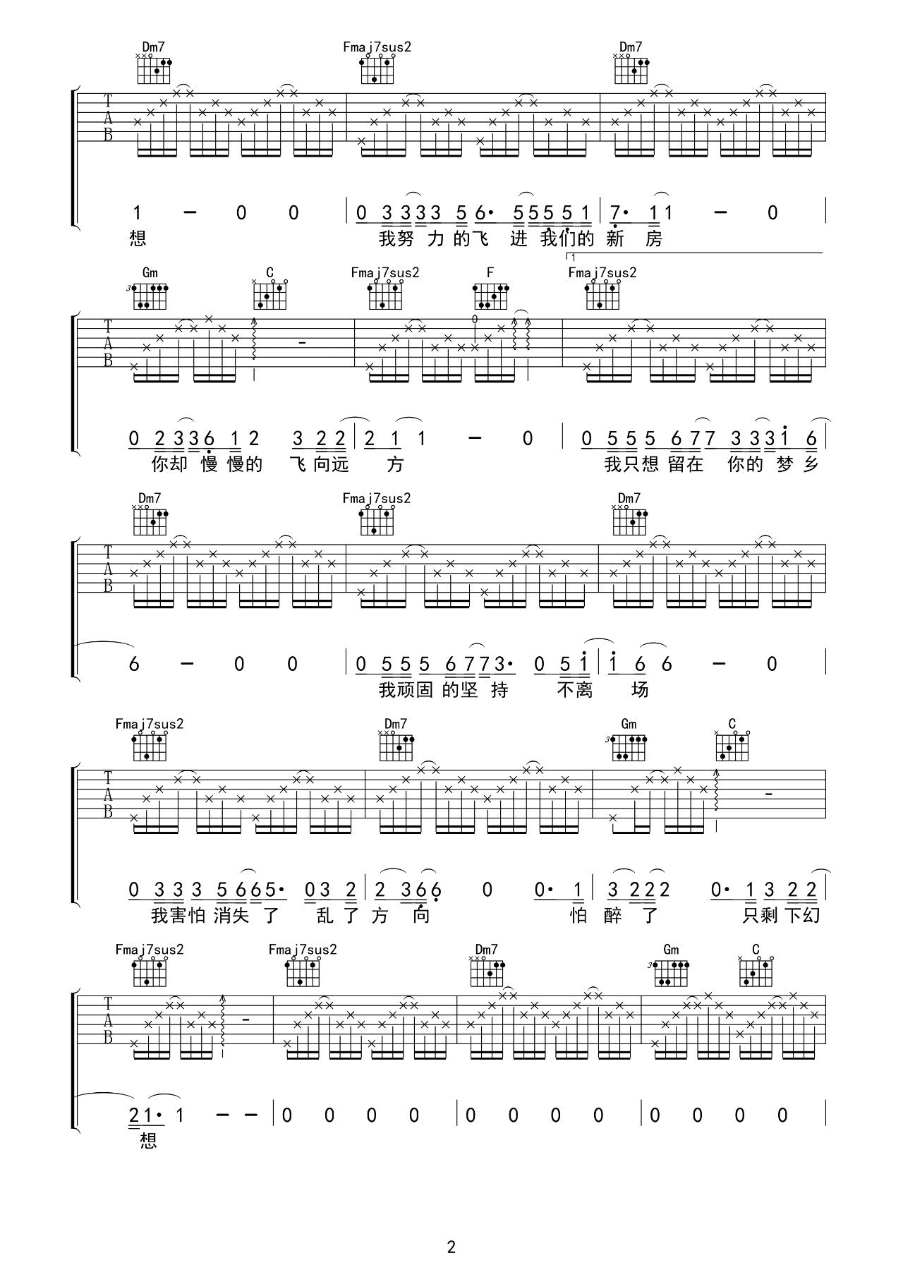 路远吉他谱,原版张磊歌曲,简单F调弹唱教学,音艺吉他版六线指弹简谱图