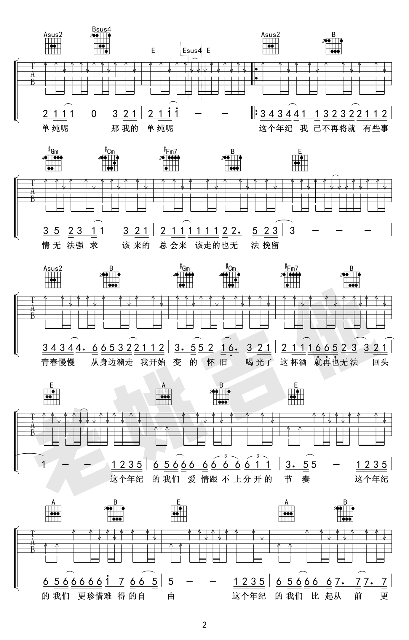 这个年纪吉他谱-弹唱谱-f调-虫虫吉他