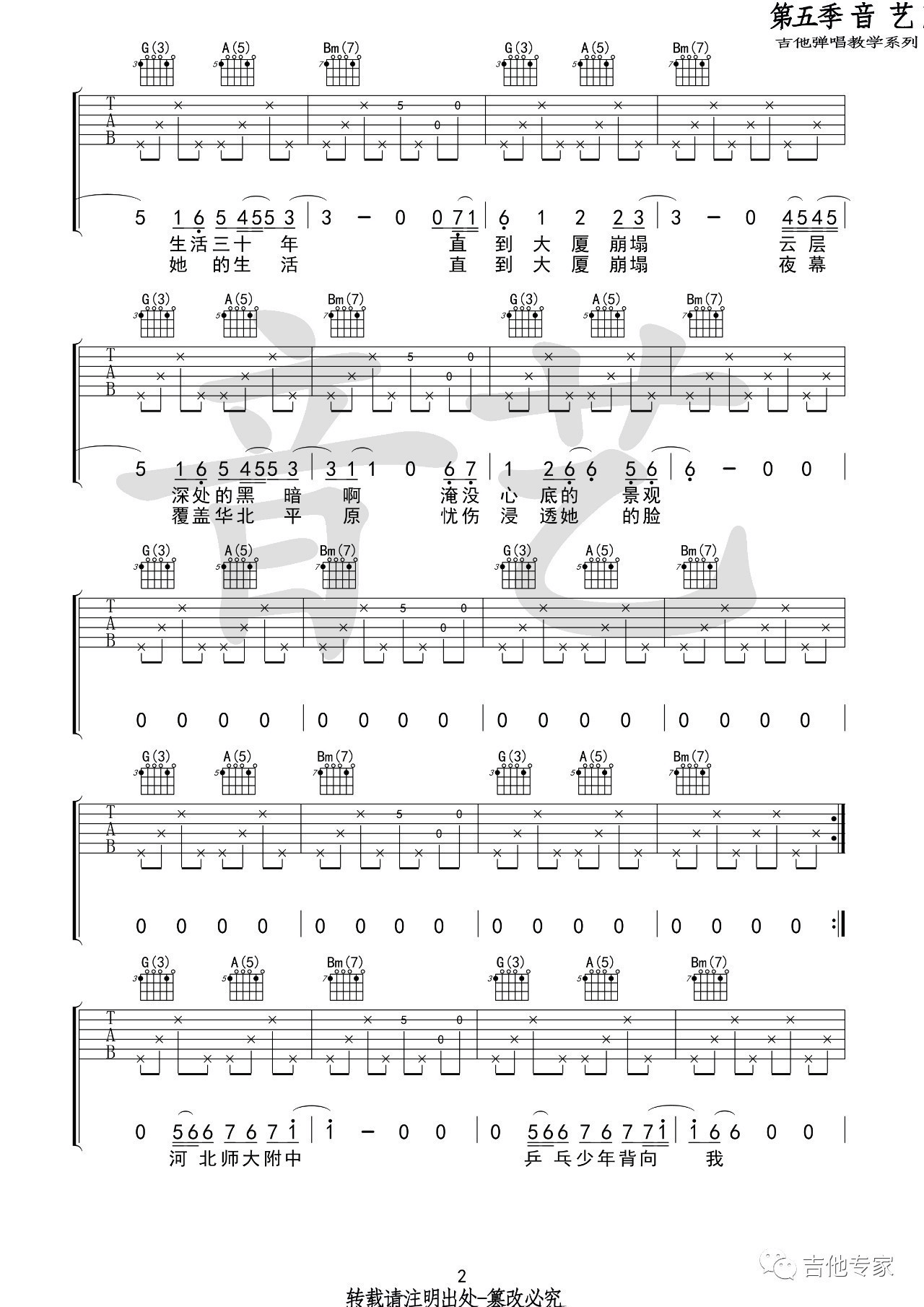 杀死那个石家庄人吉他谱,原版万能青年旅店歌曲,简单D调弹唱教学,音艺吉他版六线指弹简谱图