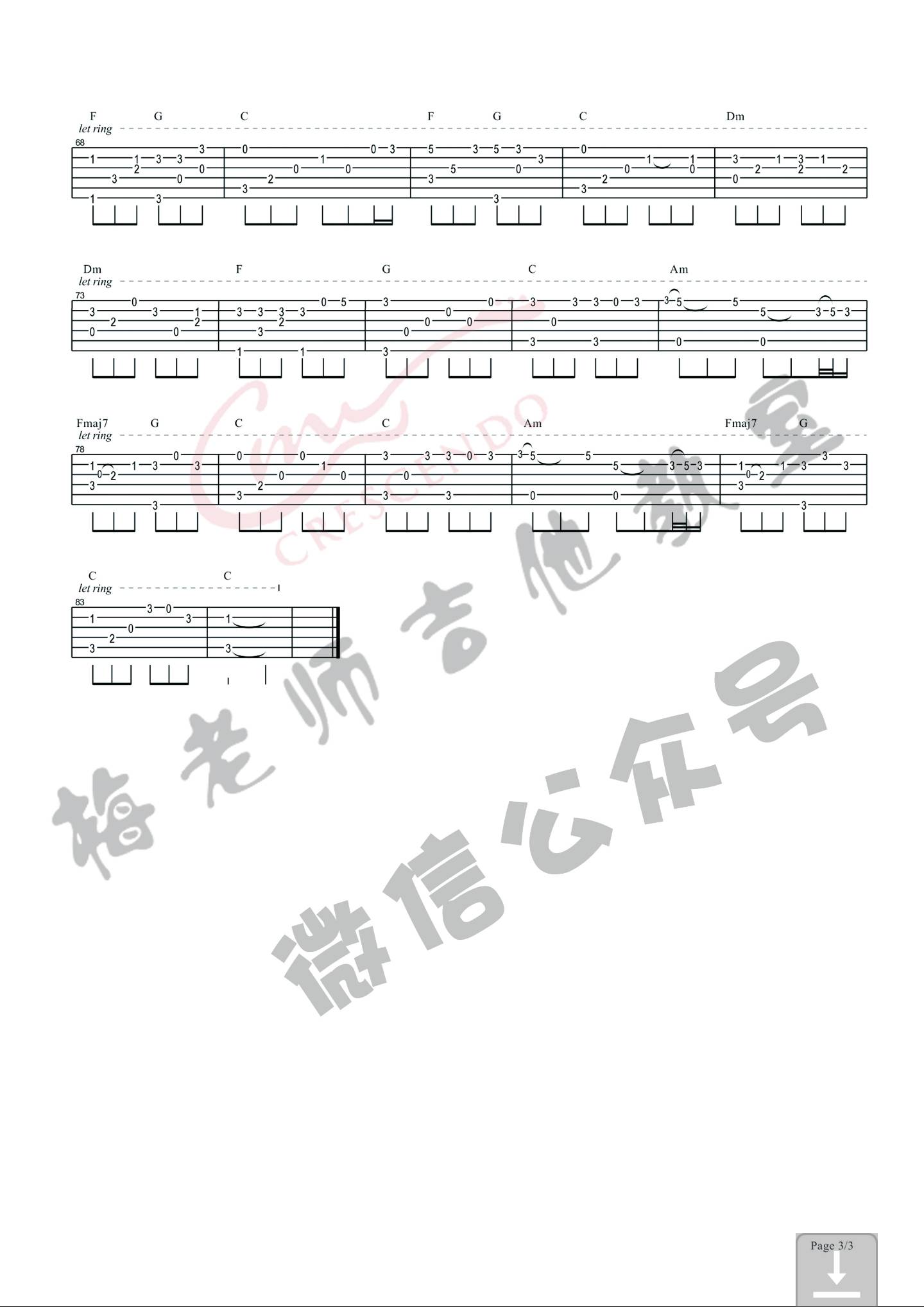 成都指弹谱简单版吉他谱,原版赵雷歌曲,简单C调弹唱教学,梅小贱版六线指弹简谱图