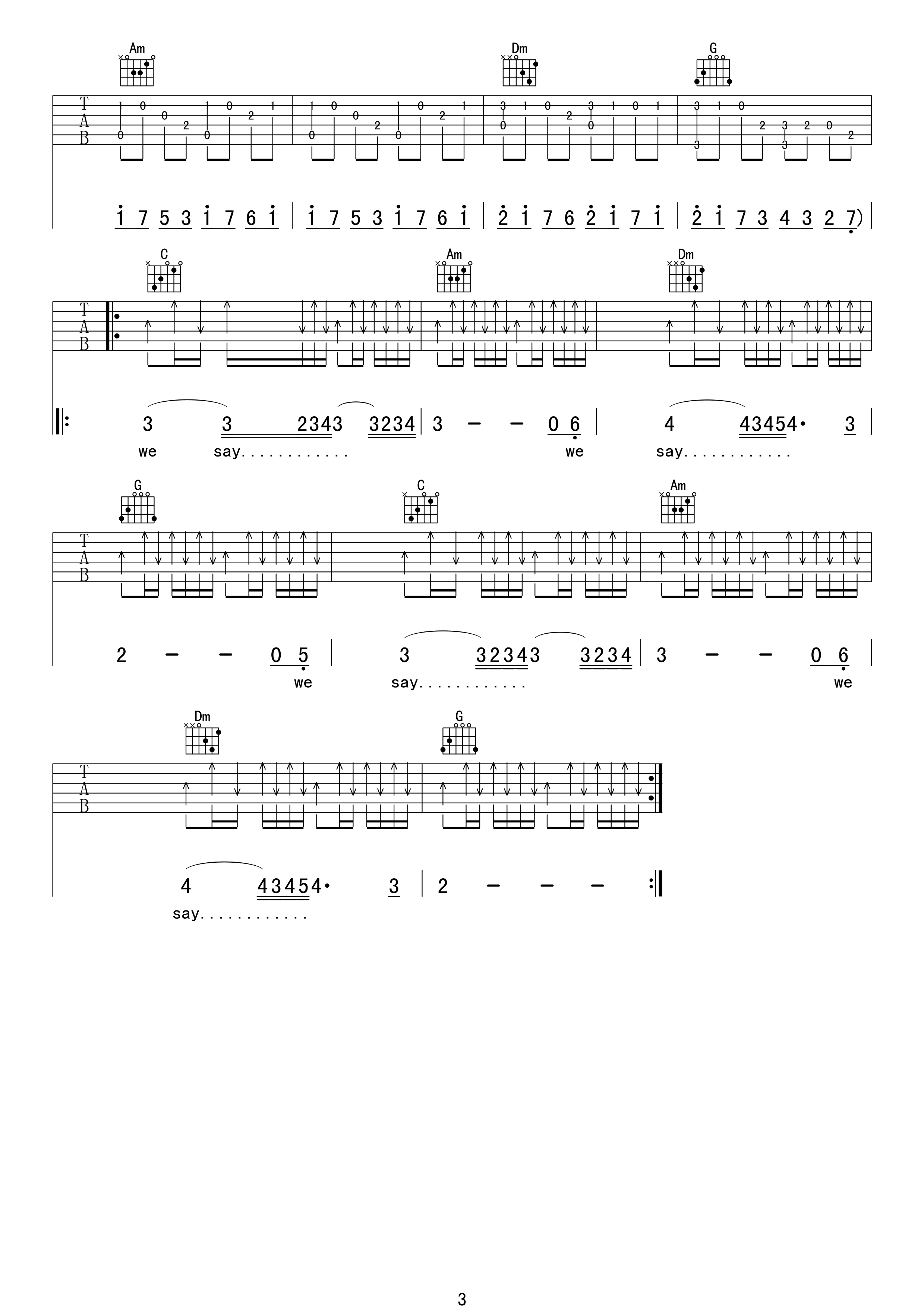 时光吉他谱,原版许巍歌曲,简单C调弹唱教学,网络转载版六线指弹简谱图