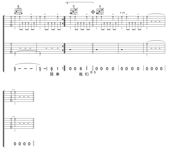 再度重相逢吉他谱,原版伍佰歌曲,简单C调弹唱教学,网络转载版六线指弹简谱图
