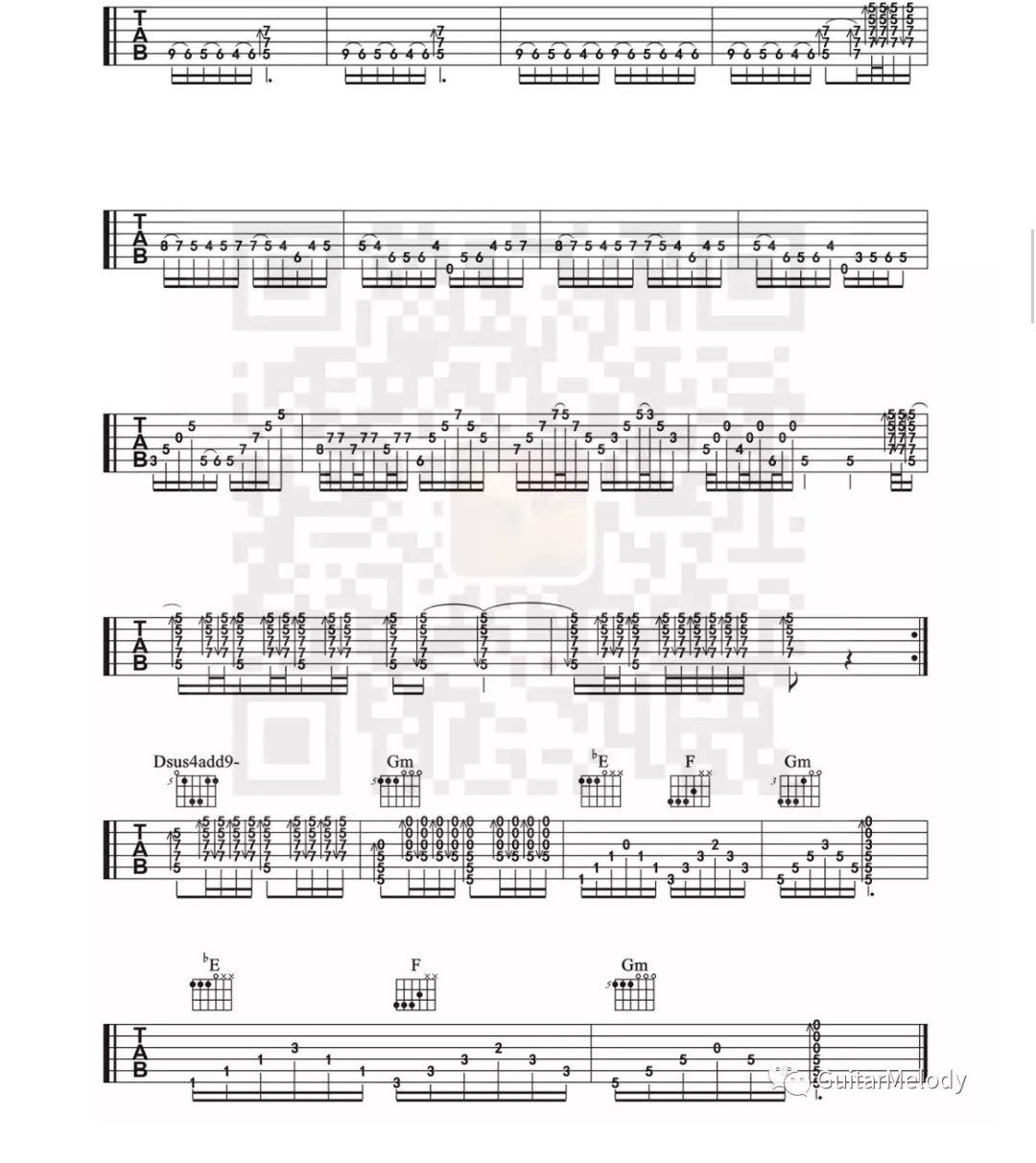杨树林吉他谱,原版艾尔肯歌曲,简单特殊调弹唱教学,六线谱指弹简谱3张图