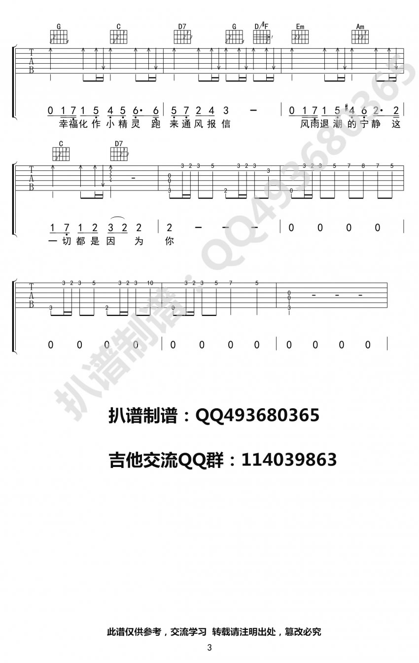 小精灵吉他谱,吴青峰歌曲,简单指弹教学简谱,SlimBoogie六线谱图片