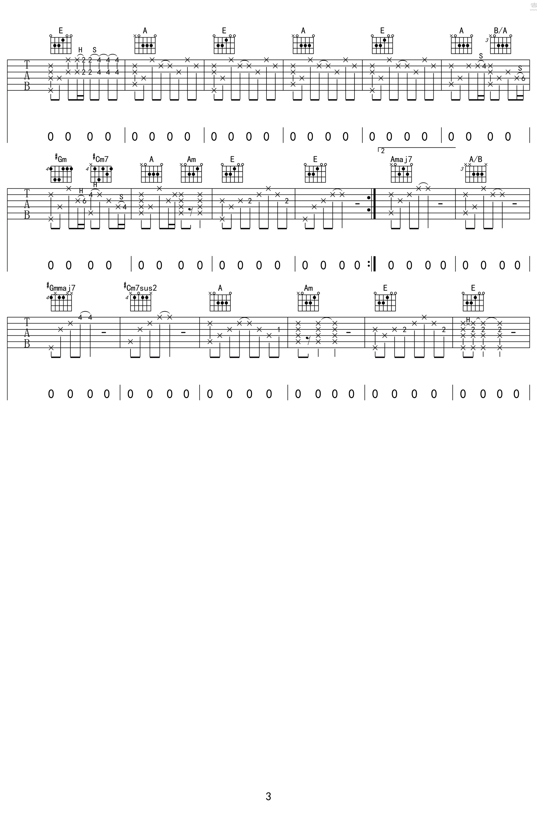 鸽子吉他谱,宋冬野歌曲,简单指弹教学简谱,网络六线谱图片