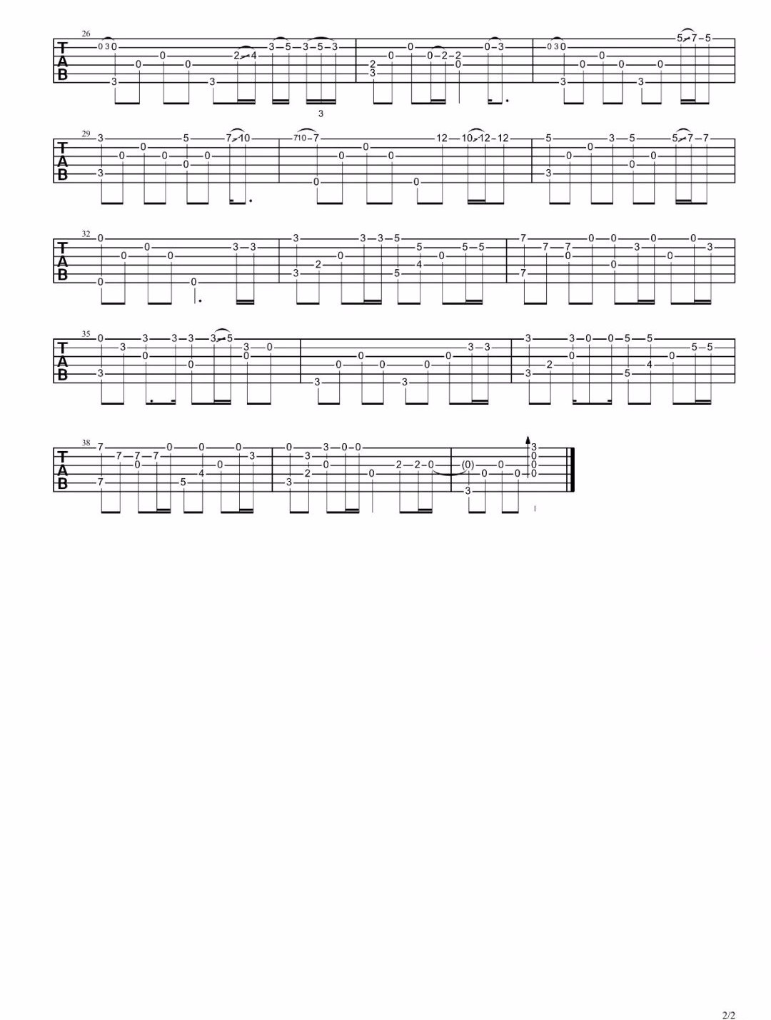 安河桥指弹吉他谱,简单原版指弹曲谱,宋冬野高清六线谱教程