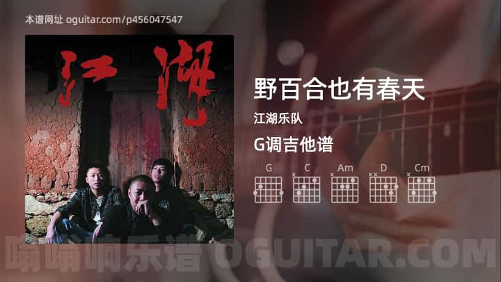 野百合也有春天吉他谱,江湖乐队歌曲,G调高清图,5张六线原版简谱