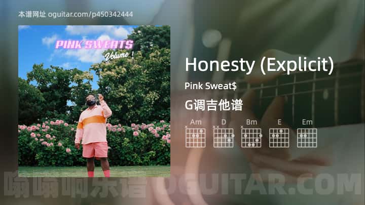 Honesty吉他谱,Pink Sweat$歌曲,G调指弹简谱,4张教学六线谱【Explicit版】