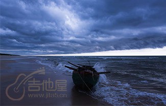 大海啊故乡吉他谱,原版钟立风歌曲,简单D调指弹曲谱,高清六线乐谱