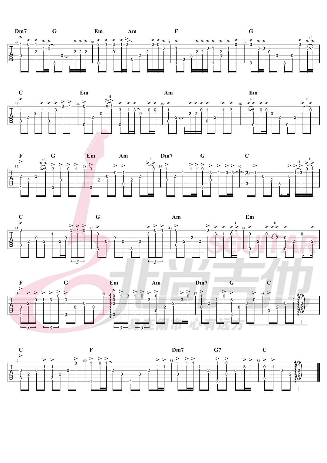 后来吉他谱,刘若英歌曲,简单指弹教学简谱,吉他指弹吉他谱_指弹演示 