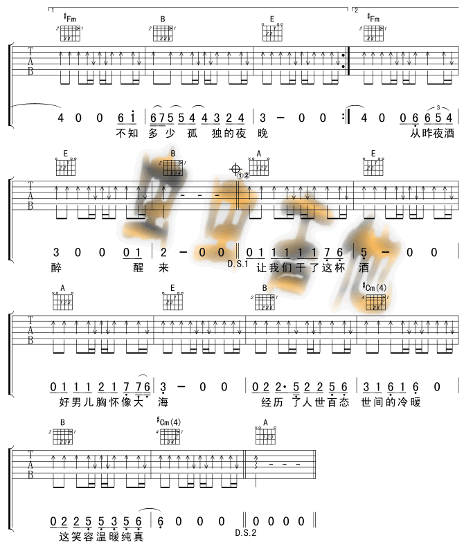 曾经的你吉他谱,原版歌曲,简单带原版弹唱教学,六线谱指弹简谱4张图