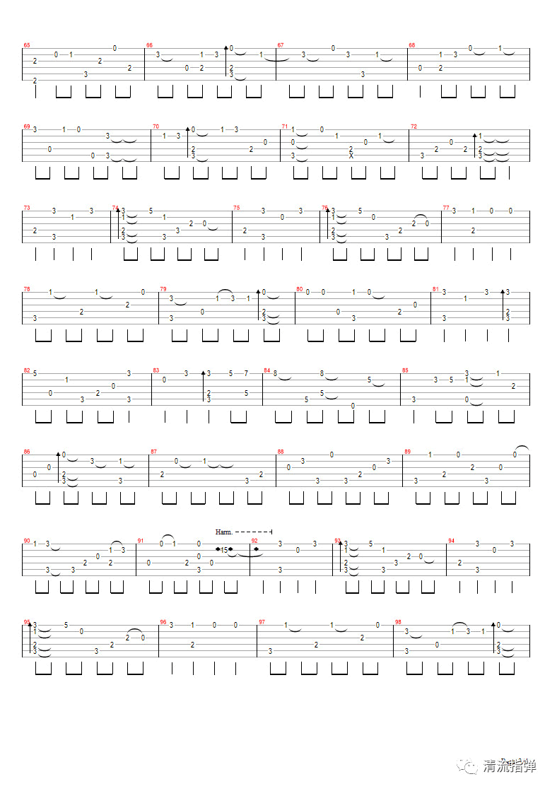 淘汰吉他谱,原版陈奕迅歌曲,简单指弹曲谱,高清六线乐谱
