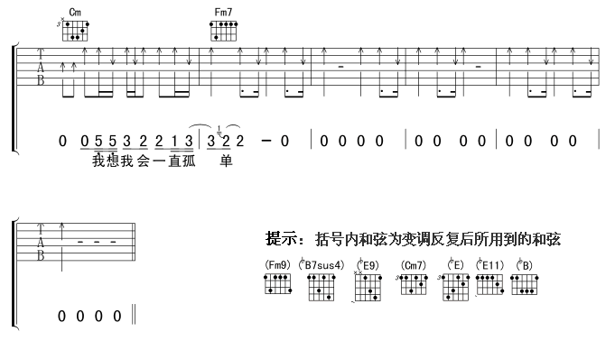 一辈子的孤单吉他谱,原版歌曲,简单D调弹唱教学,六线谱指弹简谱5张图