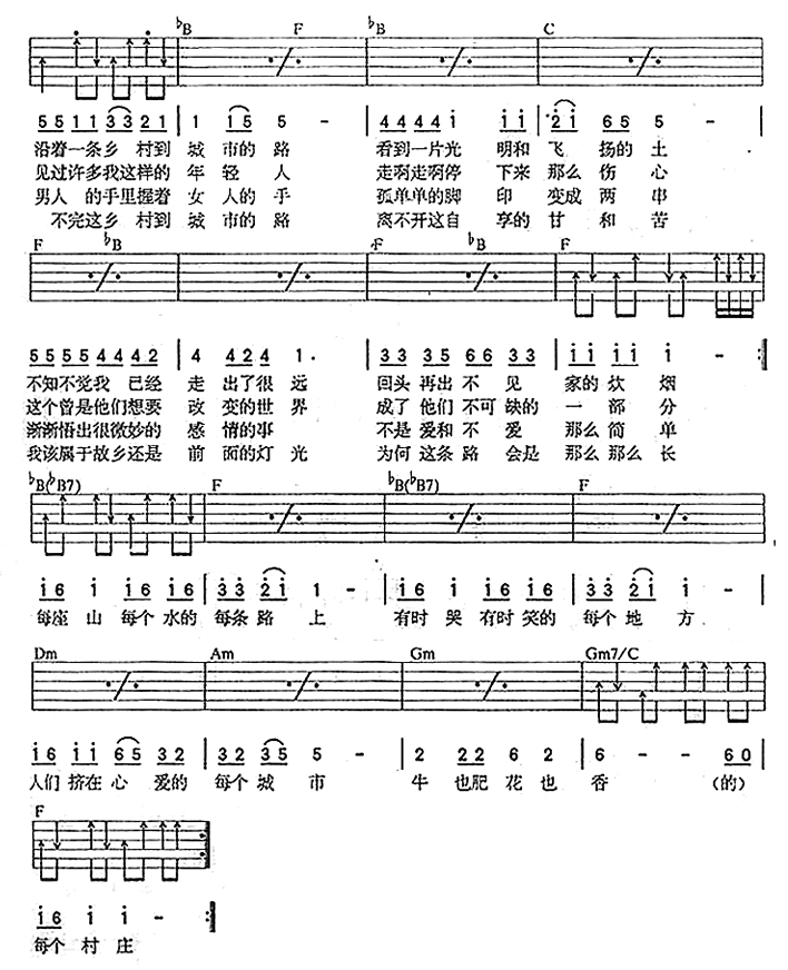 江湖行吉他谱,原版歌曲,简单F调弹唱教学,六线谱指弹简谱2张图