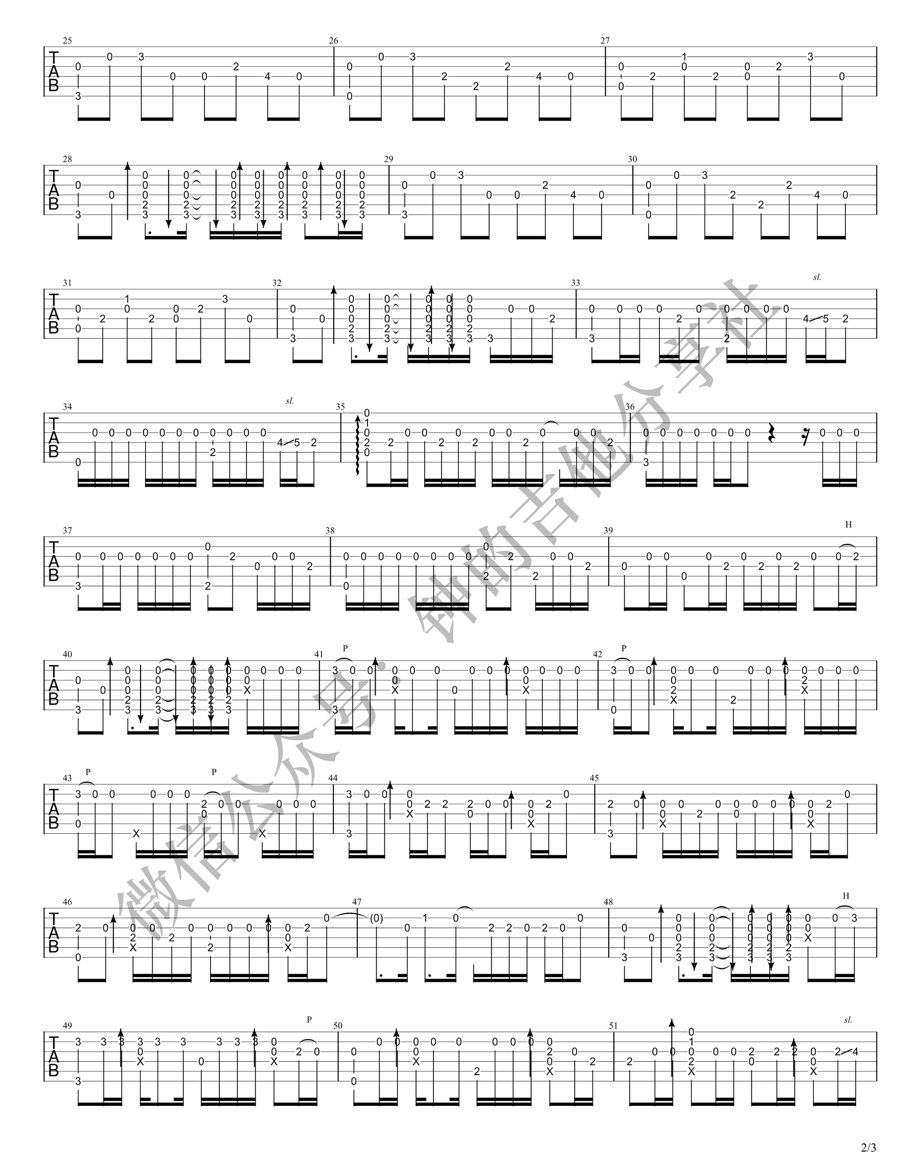 稻香吉他谱,原版周杰伦歌曲,简单指弹曲谱,高清六线乐谱教学