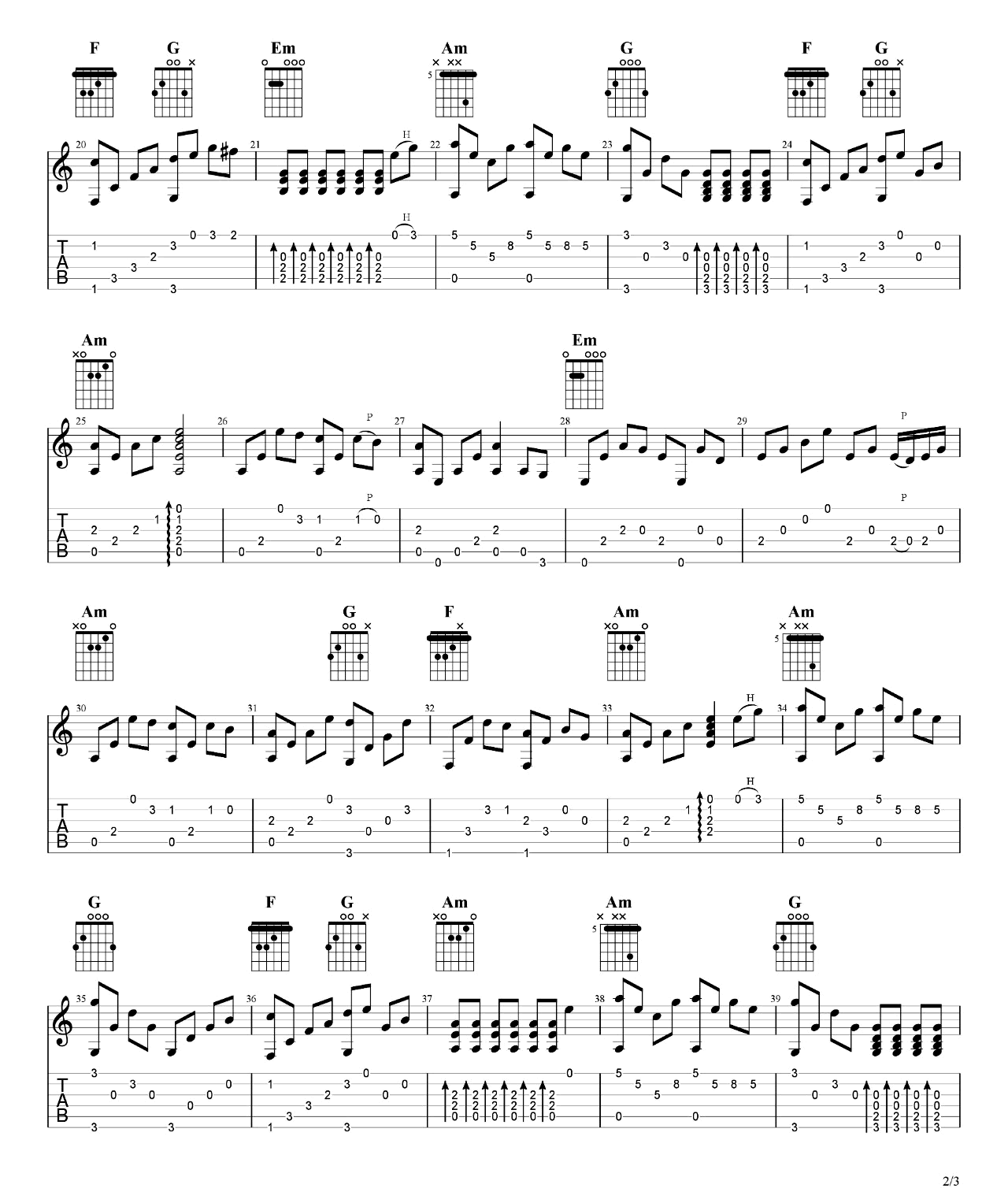 铁血丹心吉他谱,原版罗文歌曲,简单指弹曲谱,高清六线乐谱教学
