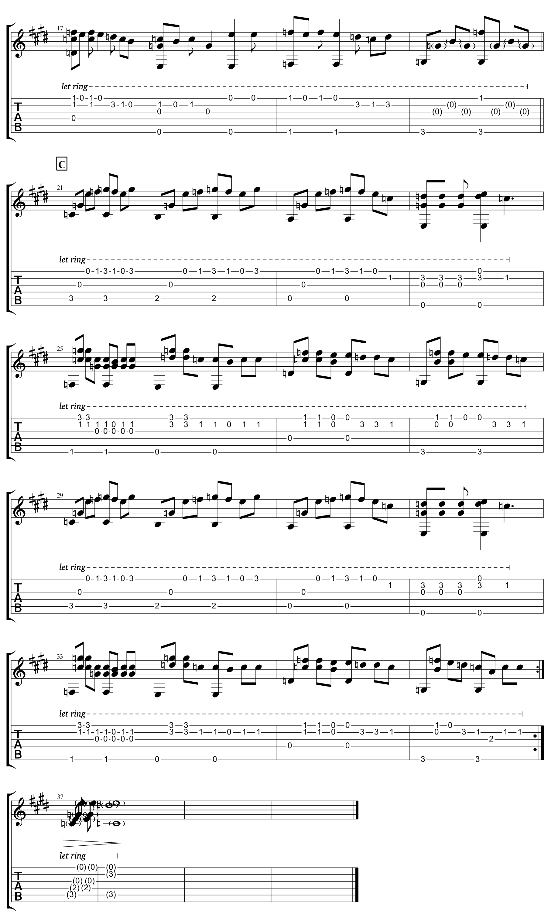 安静吉他谱,原版周杰伦歌曲,简单指弹曲谱,高清六线乐谱