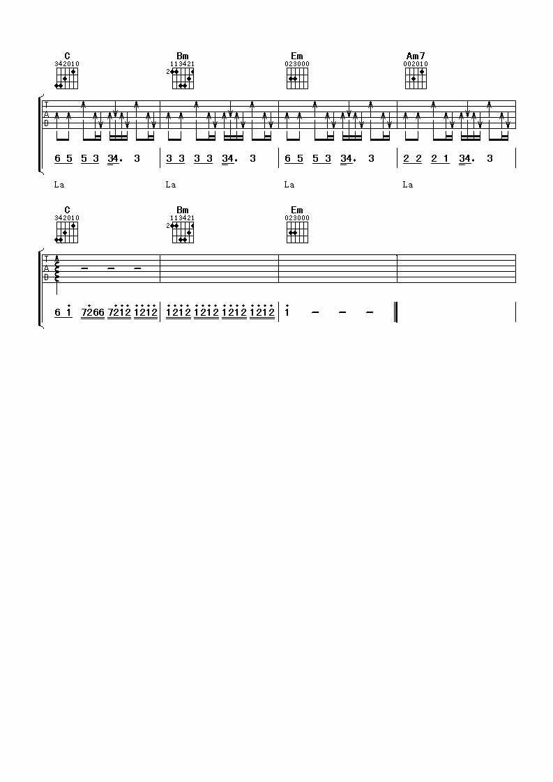 曹操吉他谱,原版歌曲,简单G调弹唱教学,六线谱指弹简谱4张图