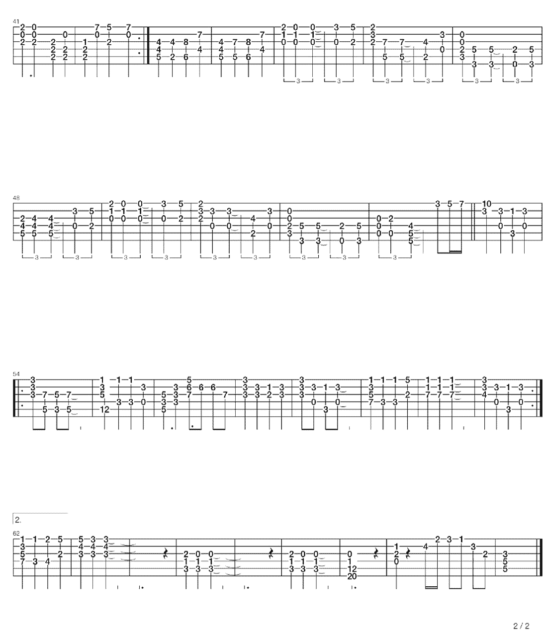 Amethyst吉他谱,原版X Japan歌曲,简单G调指弹曲谱,高清六线乐谱