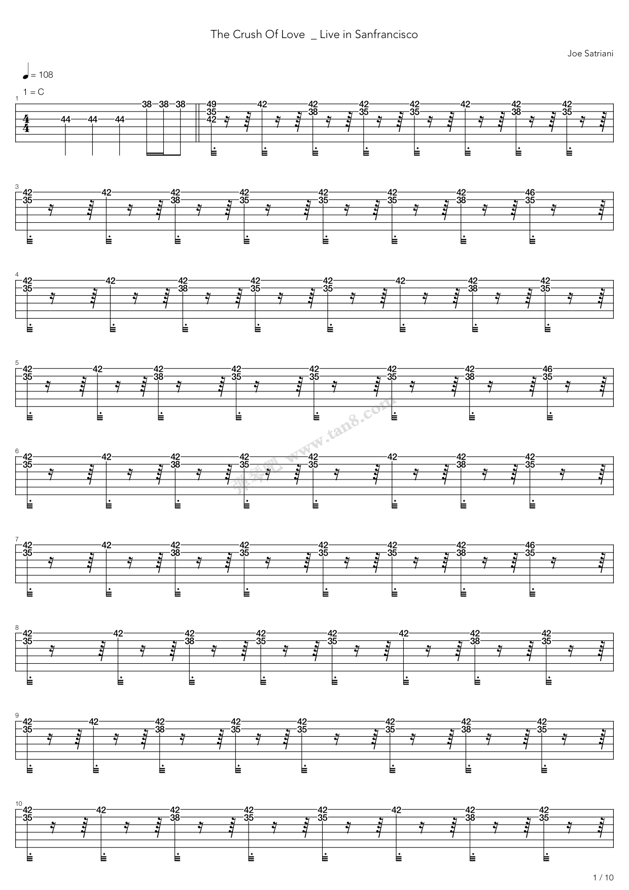 TheCrushOfLove吉他谱,原版歌曲,简单C调弹唱教学,六线谱指弹简谱19张图