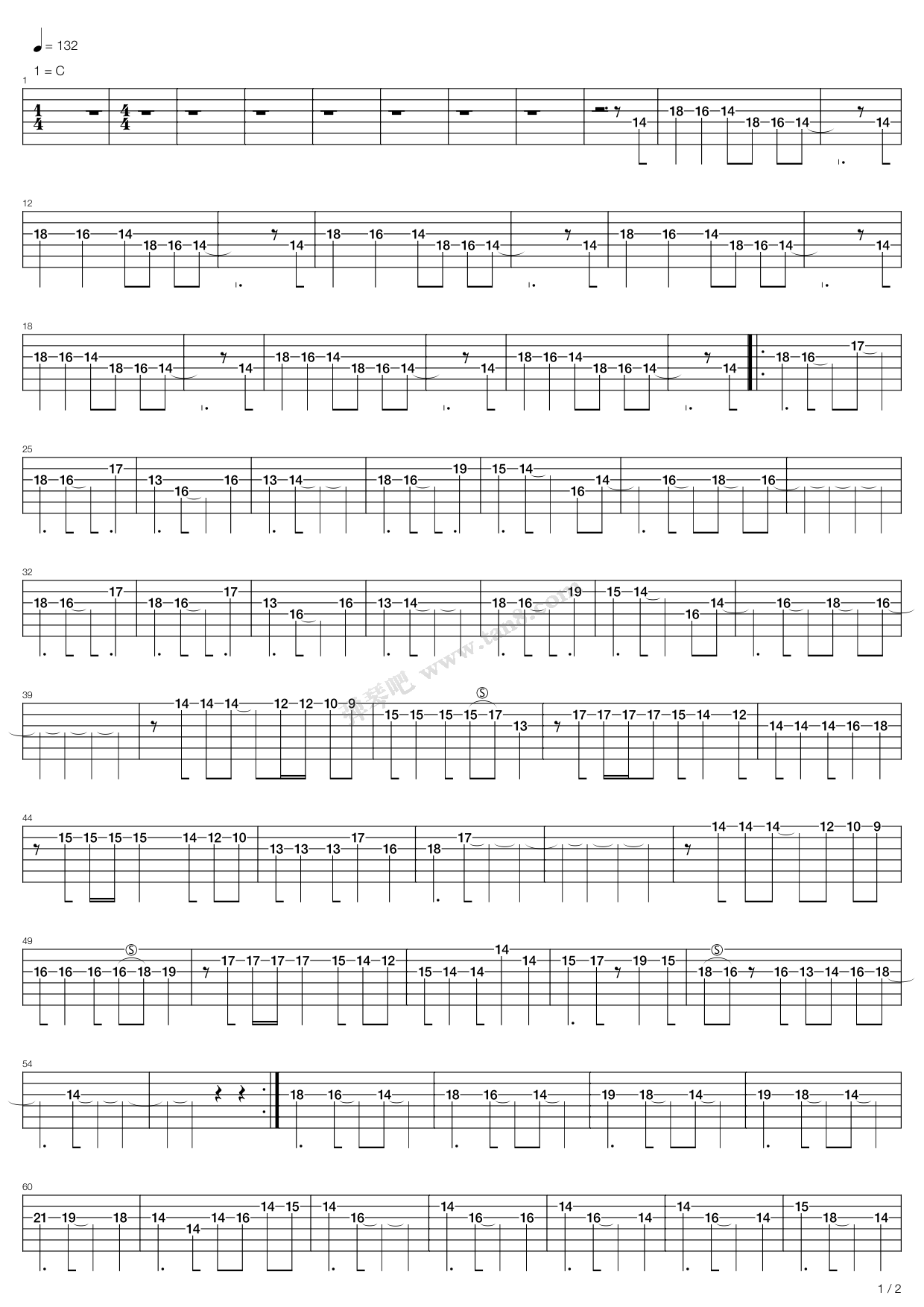 他夏了夏天吉他谱,原版歌曲,简单C调弹唱教学,六线谱指弹简谱12张图