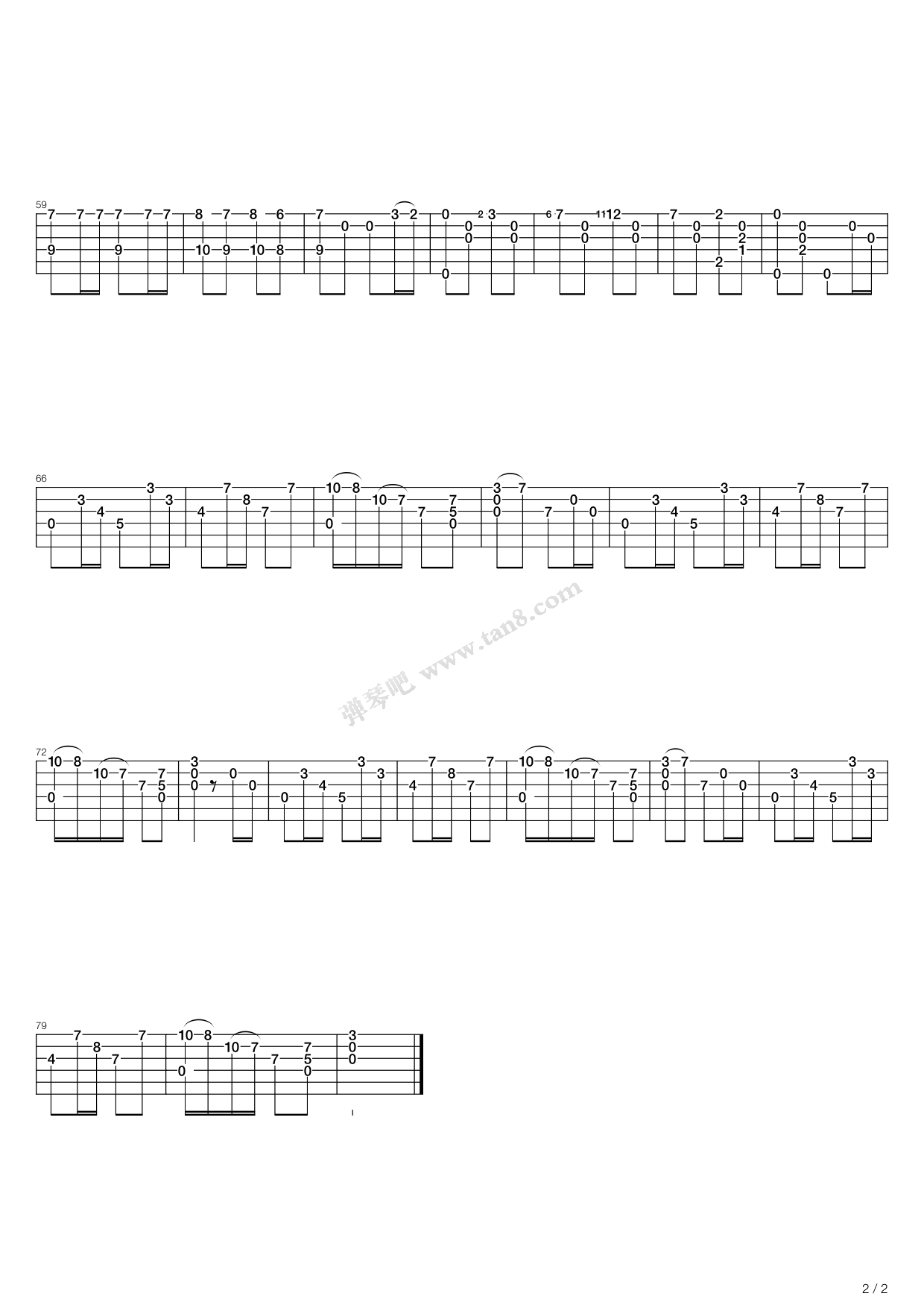 加洛普舞曲吉他谱,原版歌曲,简单G调弹唱教学,六线谱指弹简谱2张图